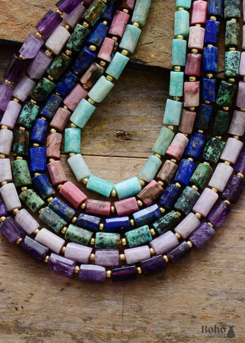 Boho Necklace, Apatite Lariat Chokers Necklace